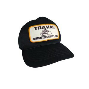 Vintage Snapback Trucker Hat Traval Contractors Black Cap By Headliner Korea